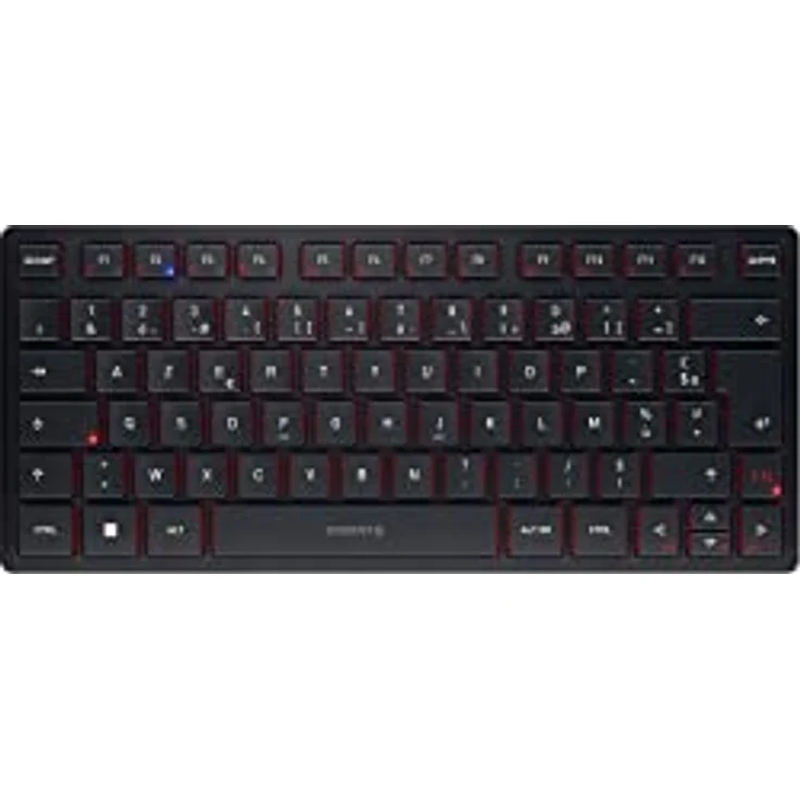 CHERRY KW 9200 Mini, kompakte Multi-Device-Tastatur für bis zu 4 Endgeräte, Französisches Layout (AZERTY), wahlweise Verbindung per Bluetooth®, Funk oder Kabel, wiederaufladbar, schwarz – Bild 1