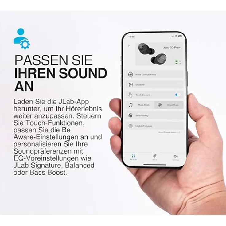JLab Go Air Pop+ True Wireless Kopfhörer - Bluetooth 5.3, automatische Verbindung, 9 Stunden Akkulaufzeit, marineblau – Bild 3