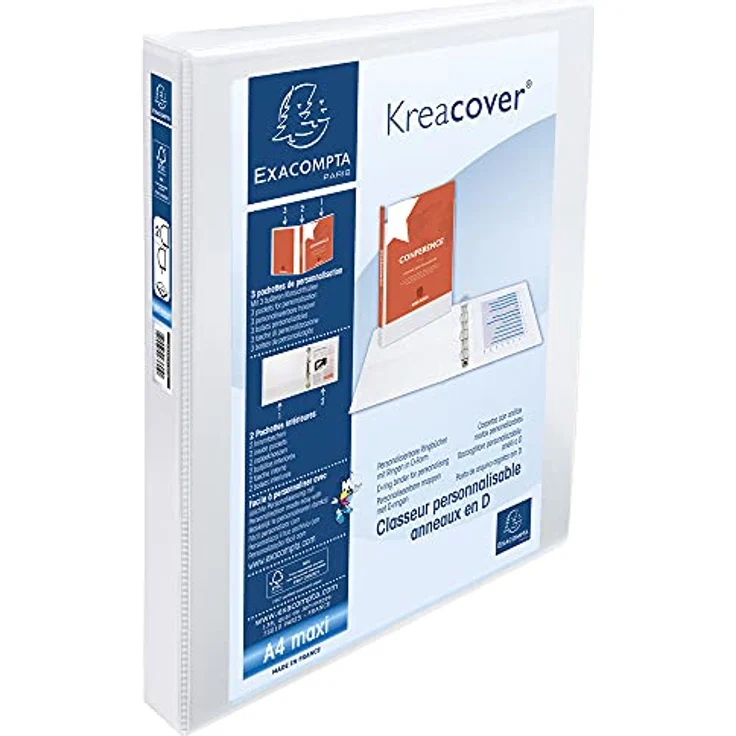 EXACOMPTA Aktenordner Exacompta Präsentationsringbuch mit 2 Ringen, Ring - Individuell gestaltbar, DIN A4 Format, Ring-Ø 30 cm – Bild 2