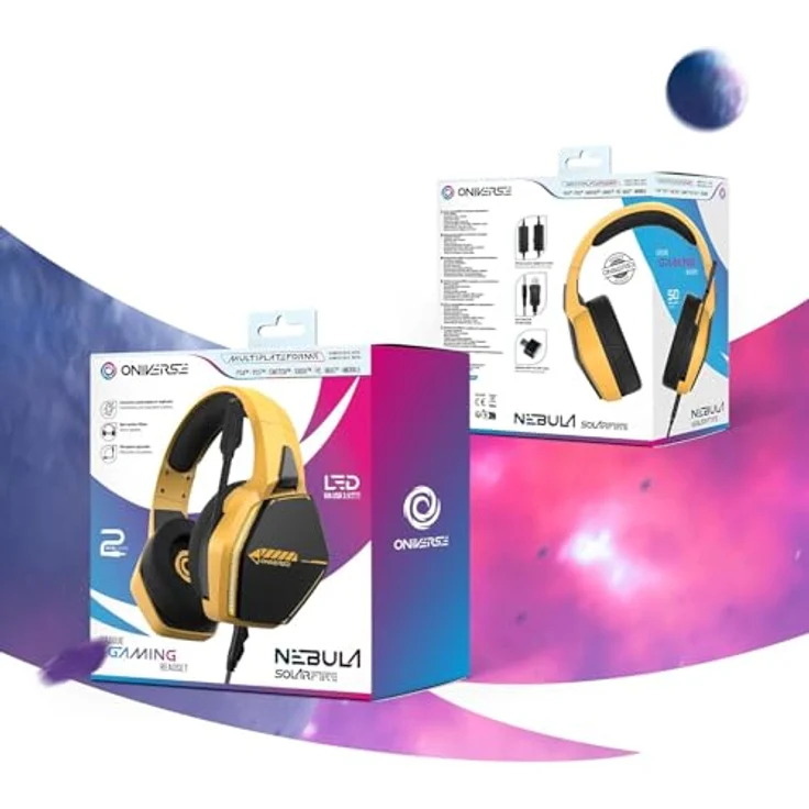 Oniverse Gaming Headset Nebula - Solarfire Yellow, kabelgebundenes Gaming Headset mit 50 mm Treibern, 20-20.000 Hz Frequenzbereich, 2 Meter Kabellänge, für PlayStation 5 – Bild 7