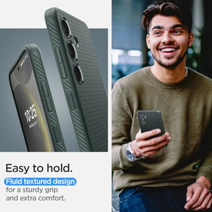 Spigen Liquid Air Hülle Kompatibel mit Samsung Galaxy S24 -Grün Gemustertes TPU mit Eckschutz und Spider Web Stoßabsorption – Bild 4