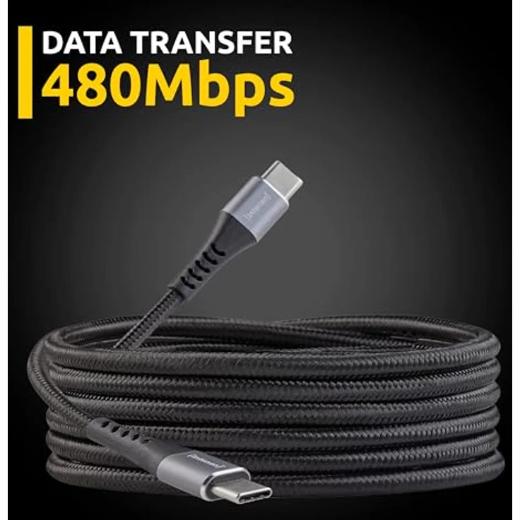 Intenso C315C USB-C auf USB-C Kabel, 60W Schnellladung, 1,5 m, robust mit verstärktem Knickschutz, schwarz – Bild 4