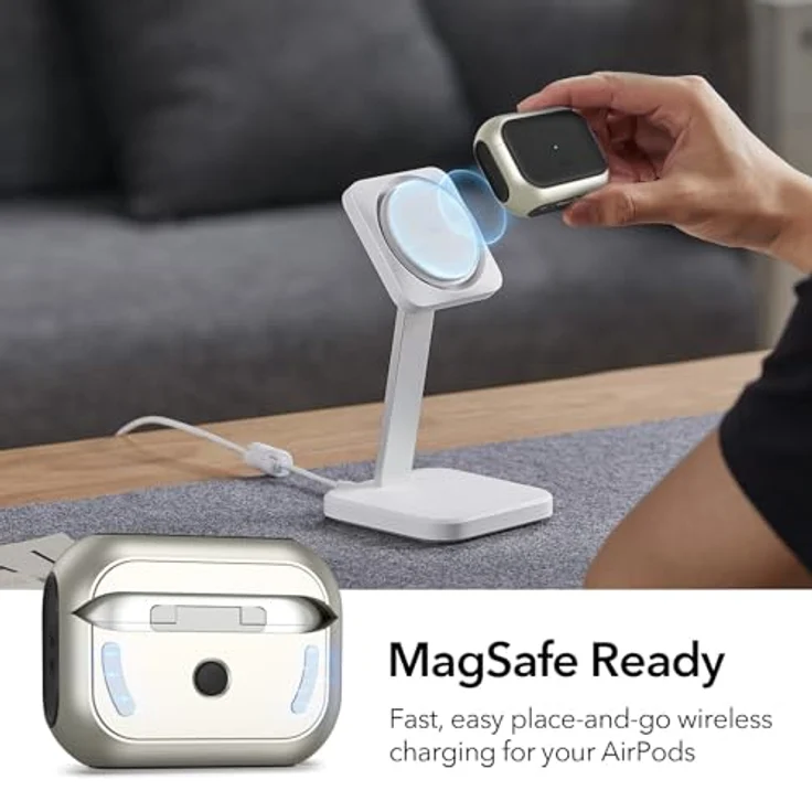ESR AirPods Pro 2 Hülle mit HaloLock, MagSafe Ready, USB-C/Lightning - Titan – Bild 2