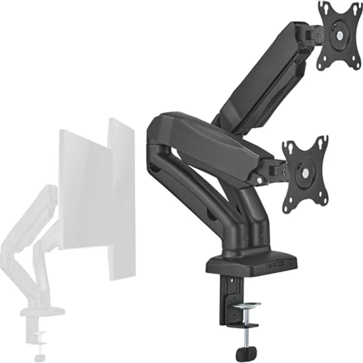 Xantron ECO-MA-2D, Dual Monitorhalterung höhenverstellbar für 17-32 Zoll Monitore, individuell einstellbare Arme für optimale Ergonomie