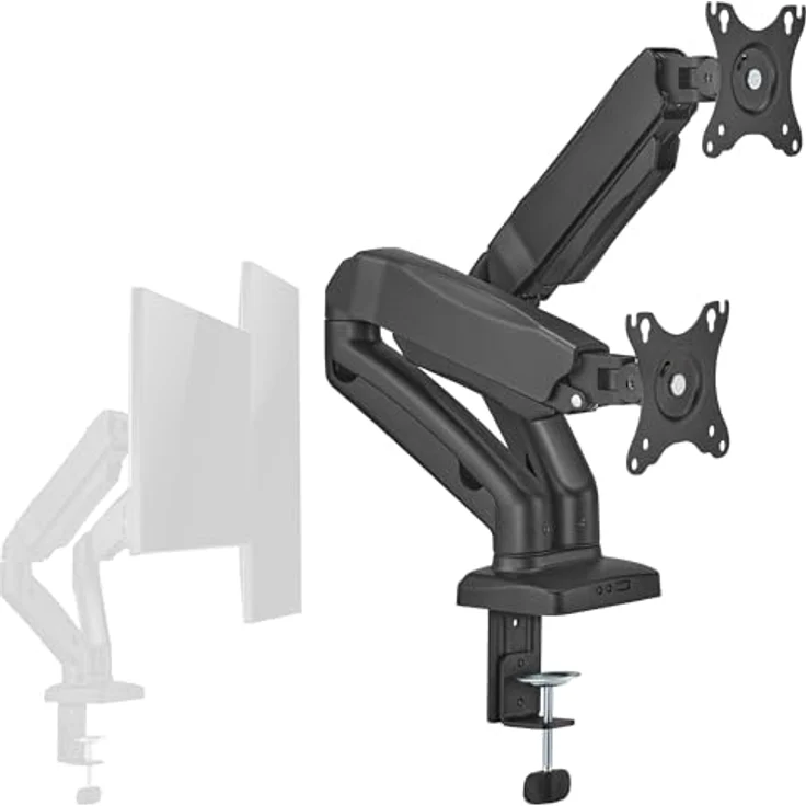 Xantron ECO-MA-2D, Dual Monitorhalterung höhenverstellbar für 17-32 Zoll Monitore, individuell einstellbare Arme für optimale Ergonomie – Bild 1