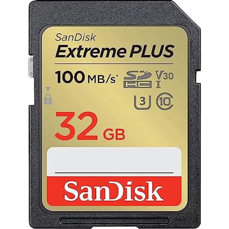 SANDISK - CARDS Extreme Plus SDHC-Speicherkarte, 32 GB, 100 MB/s, 60 MB/s, UHS-I-Klasse, Schwarz, ham_n13_00121591