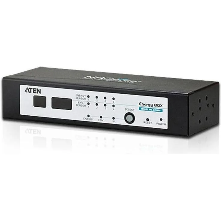 Aten EC1000, IP Power Switch KVM Switch mit Echtzeit-Leistungsüberwachung, Schwarz - 4 RJ-45 Energie- und 4 RJ-11 Umgebungssensorports