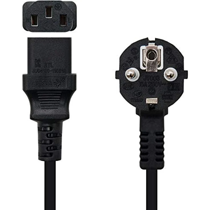 Nanocable 10.22.0103 - Netzkabel für CPU, CEE7/M-C13/H, 100% Kupfer AWG18, schwarz, 3.0 mts – Bild 2
