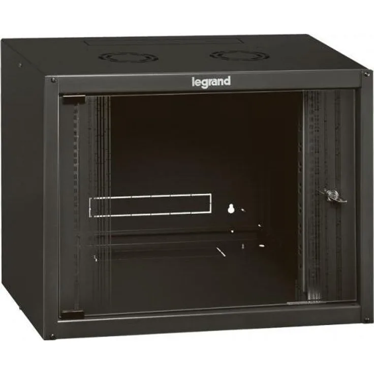 Legrand Linkeo 19-Zoll Serverschrank, 12U Festbox mit Sicherheitsglas-Tür, Schwarz, 625x600x450mm, IP 20, IK 08