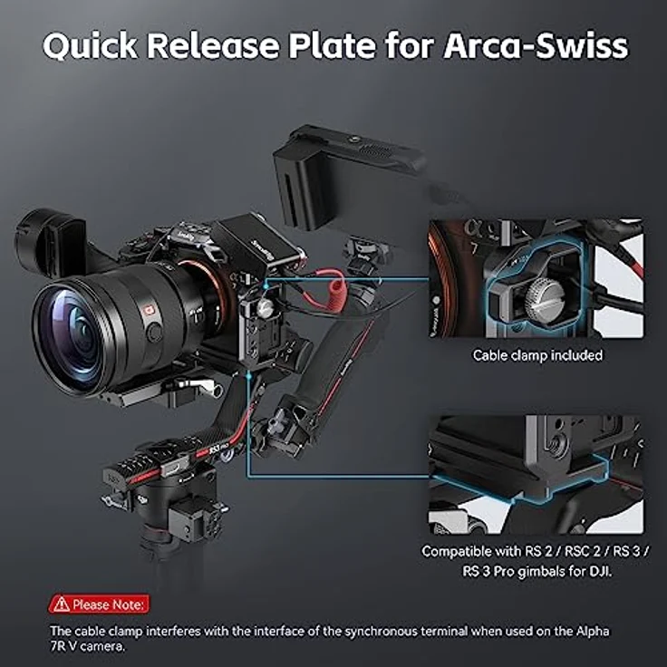 SMALLRIG Cage Kit für Sony Alpha 7R V/Alpha 7 IV/Alpha 7S III - Kamerakäfig mit Kabelklemme und Schnellwechselplatte für Arca-Swiss – Bild 4