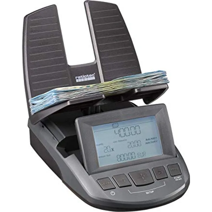 ratiotec RS 2000, Geldzählmaschine mit dynamischer Wiegefunktion für EUR | GBP | CHF, Made in Germany