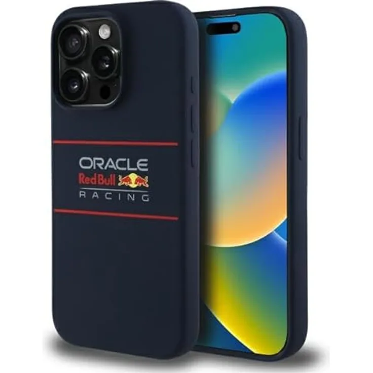 CG MOBILE Red Bull RBHMP15X24SIHSRV Hülle für iPhone 15 Pro Max 6.7 Zoll, Marineblau, Lizenziert, Silicone mit horizontalem Logo, kompatibel mit MagSafe