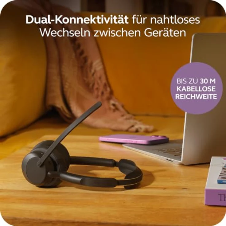 Jabra Evolve3 45 Stereo, LINK 390a, UC On Ear Headset Bluetooth®, kabellos, schwarz, leichte Bauweise, drei Mikrofone für klare Sprachübertragung – Bild 6