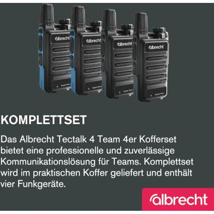 Albrecht Tectalk 4 Team 29812, PMR-Funkgerät 4er Set mit 16 Kanälen, IP55 Schutz und 10 km Reichweite – Bild 4