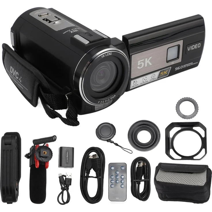 Lixada 56-MP-DV-Digitalkamera, 5K-Handheld-Videokamera mit 3-Zoll-Touchscreen, 18-fachem Zoom, WLAN und Bildstabilisierung
