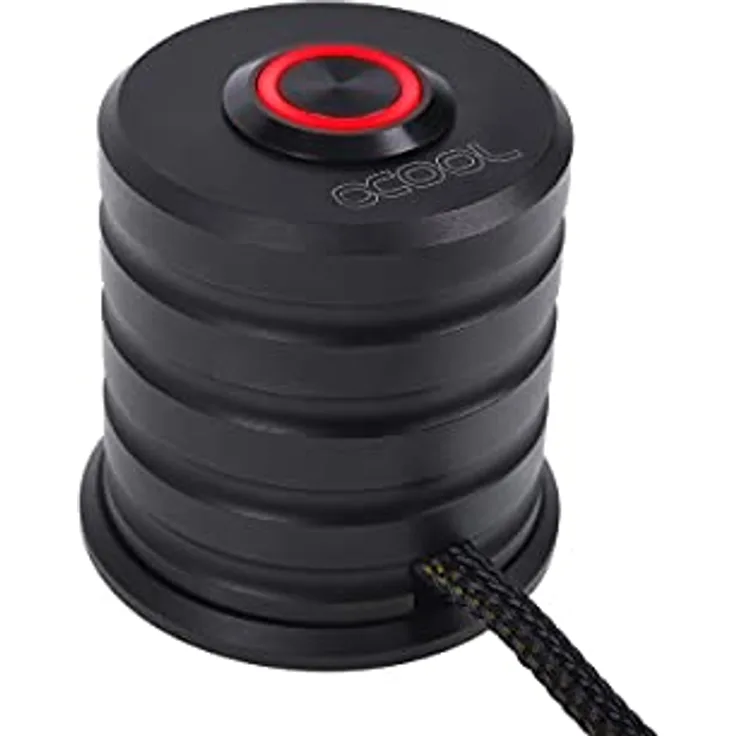 Alphacool 17434 Powerbutton mit Taster 19mm rot beleuchtet - Deep Black Modding Taster/Schalter