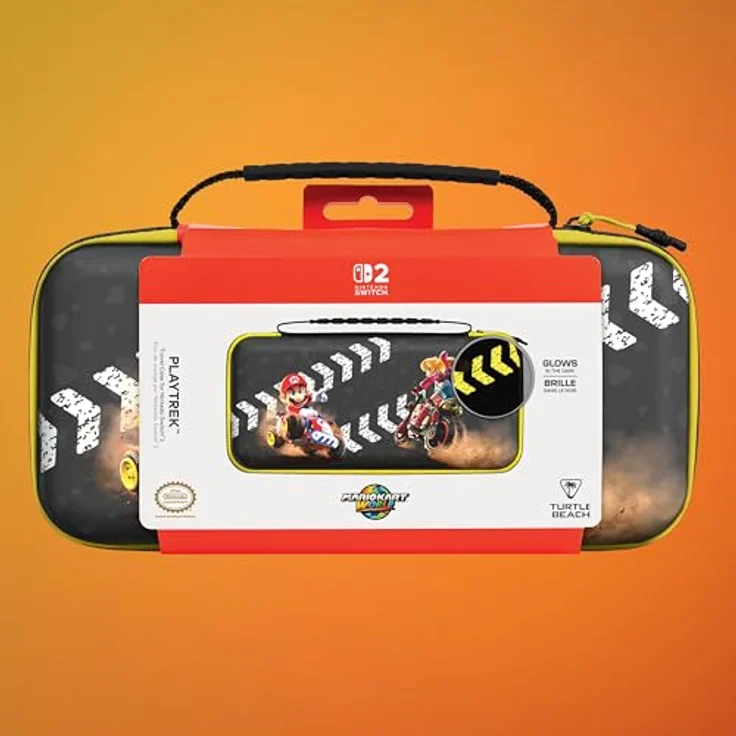 Turtle Beach PlayTrek Reiseetui - Mario Kart World für Nintendo Switch 2, im Dunkeln leuchtendes Design, mit gepolsterter Klappe und Platz für 12 Spielkarten – Bild 9
