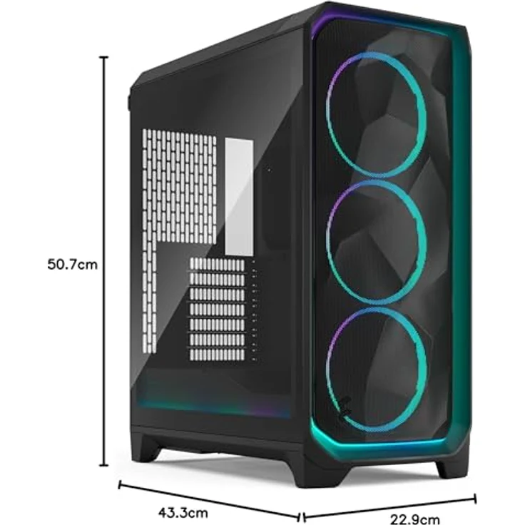 Fractal Design Meshify 3 Ambience Pro RGB TG Light, Midi-Tower PC-Gehäuse für E-ATX, schwarz, mit 3x 140-mm-RGB-Lüftern und Tempered Glass-Seitenteil – Bild 12