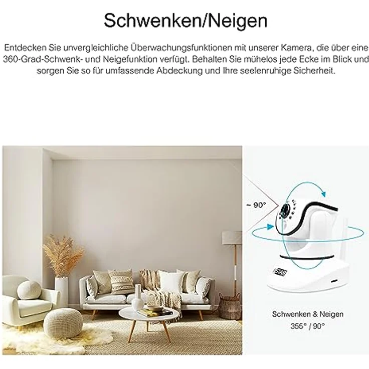 INSTAR IN-8415 2K+ Weiss - LAN/PoE/WLAN Überwachungskamera mit KI (AI) - steuerbare IP Kamera - WPA3-2,4 und 5Ghz WiFi - Verwendung im Innenbereich - PIR - PTZ - HomeKit - MQTT – Bild 3
