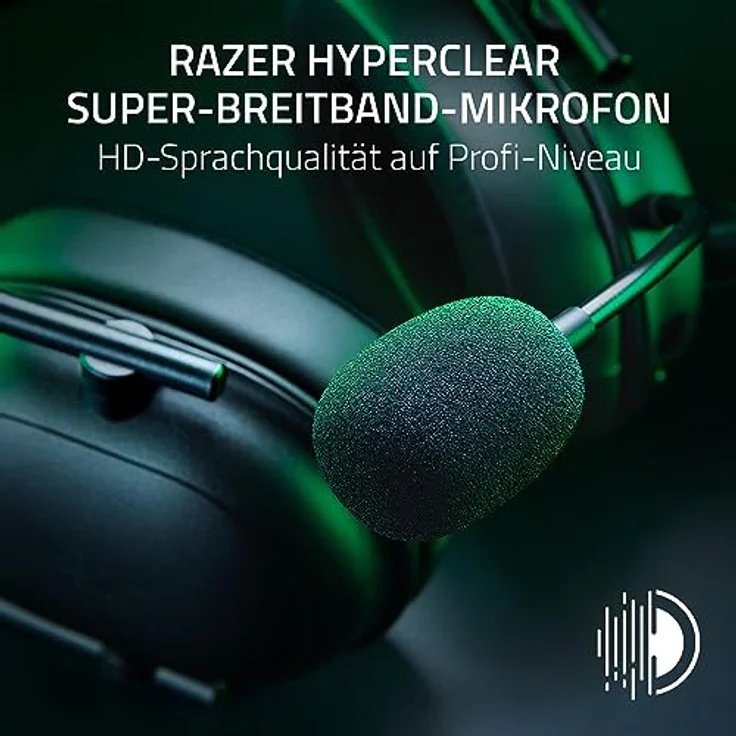 Razer BlackShark V2 HyperSpeed - Kabelloses ultra leichtes E-Sport-Headse (280g, HyperClear Super-Breitband-Mik, TriForce Titanium 50-mm-Treiber) Schwarz – Bild 2