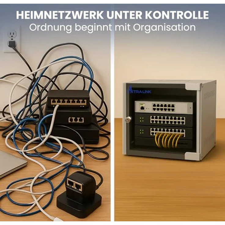 Extralink Server-Rack 10" 6HE, Netzwerkschrank 310 mm mit abschließbarem Schutz und optimaler Luftzirkulation, grau – Bild 4