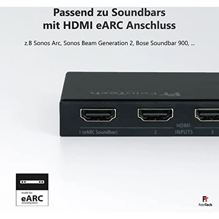 FeinTech VAX04201 HDMI eARC Pass Matrix Switch 4x2 für Soundbar und 2 Displays 4K 60Hz Dolby Vision Atmos – Bild 3