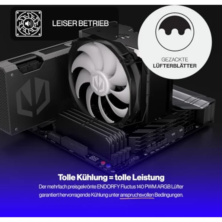 ENDORFY Fortis 5 Black ARGB, CPU-Kühler mit 140mm Lüfter, Hochleistungs-CPU-Kühlung, ARGB-LED-Beleuchtung, AM4/AM5/LGA1700/LGA1200kompatibel – Bild 2