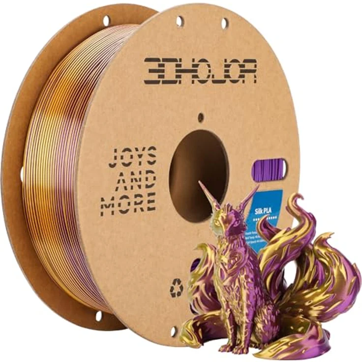 3DHoJor Silk PLA Filament 1.75mm, 1KG Lila-Gold Zweifarbig, seidiger Glanz, hohe Kompatibilität für FDM-Drucker – Bild 1