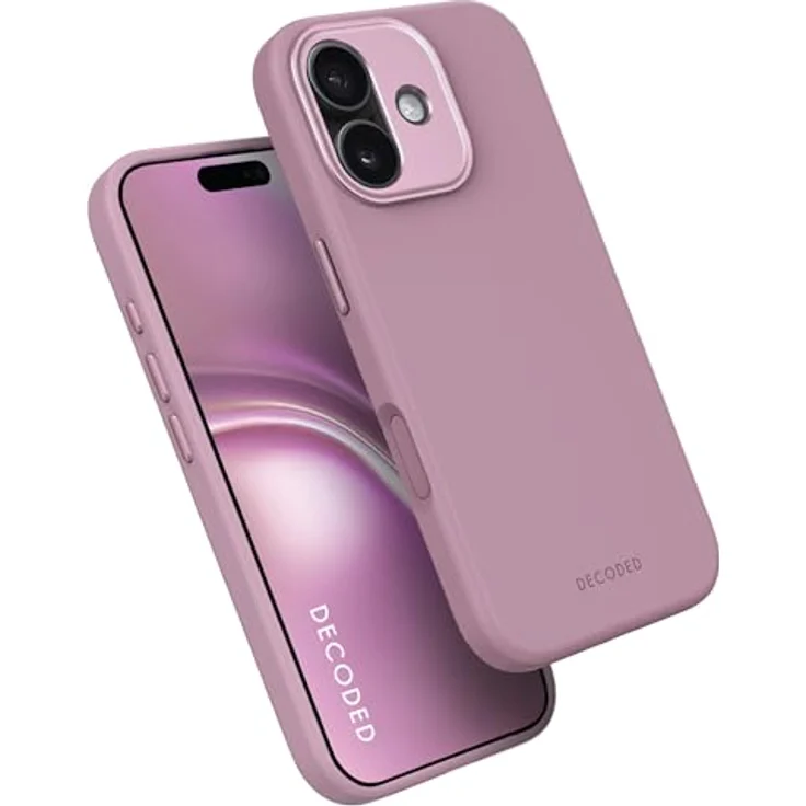Decoded Silikonhülle für iPhone 17, Premium Soft-Touch mit Antibakterieller Beschichtung, MagSafe Kompatibel, Fallschutz, Kratzfest, Metallknöpfe, Fester Griff, Rosa – Bild 1
