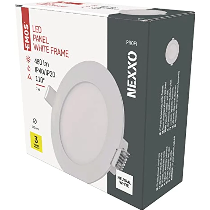EMOS LED Panel 7 W Einbauleuchte, Deckenleuchte in Weiß, 480 lm, Ø 12 cm, extra flach, neutralweiß 4000 K – Bild 2