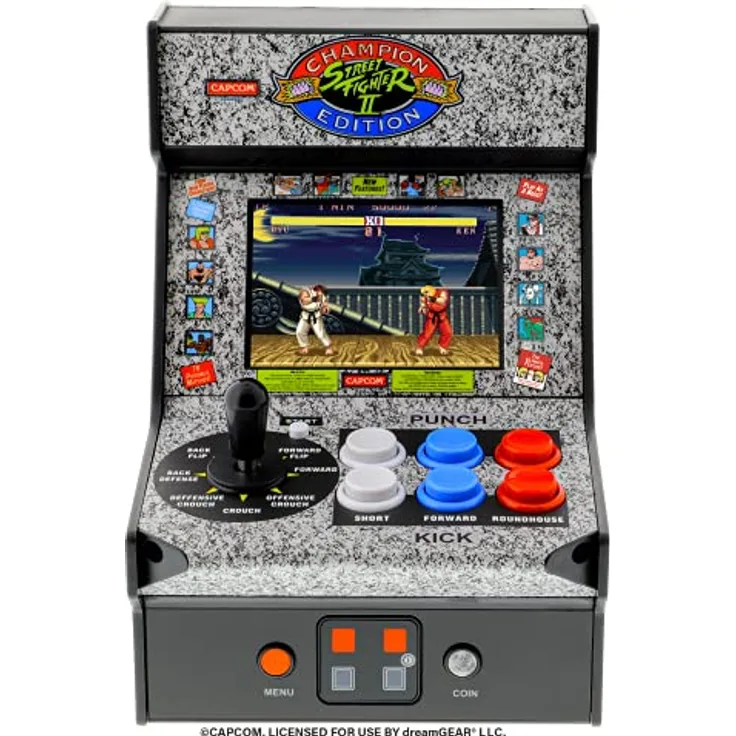 My Arcade Street Fighter 2 Champion Edition Micro Player, 7.5" Mini-Konsolenspiel mit 12 Charakteren und 78 Kampfkombinationen