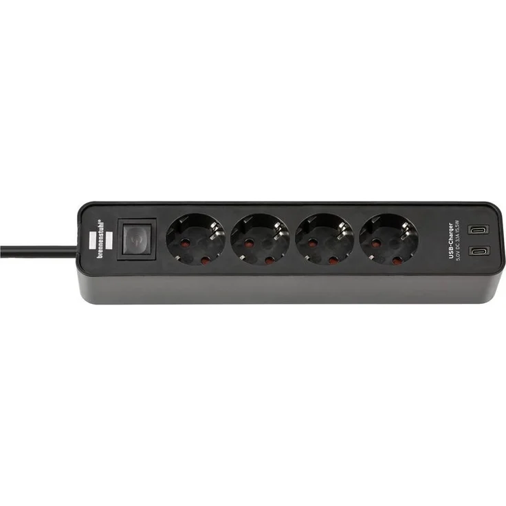 Brennenstuhl Ecolor Steckdosenleiste, schwarz, USB-Ladefunktion, 1,5m Kabel – Bild 1