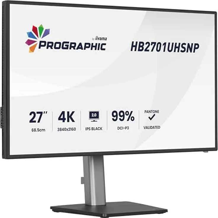 iiyama ProGraphic HB2701UHSNP-B1 27" IPS Schwarz 4K UHD Monitor, DCI-P3 99%, HDMI DP-in/Out, USB-C Dock, KVM-Switch, Höhenverstellung, Pantone Validated – Bild 1