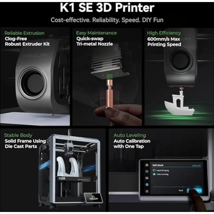 Creality K1 SE 3D-Drucker, schnelle CoreXY-Architektur, langlebige Tri-Metall-Düse, DIY-freundlich – Bild 2