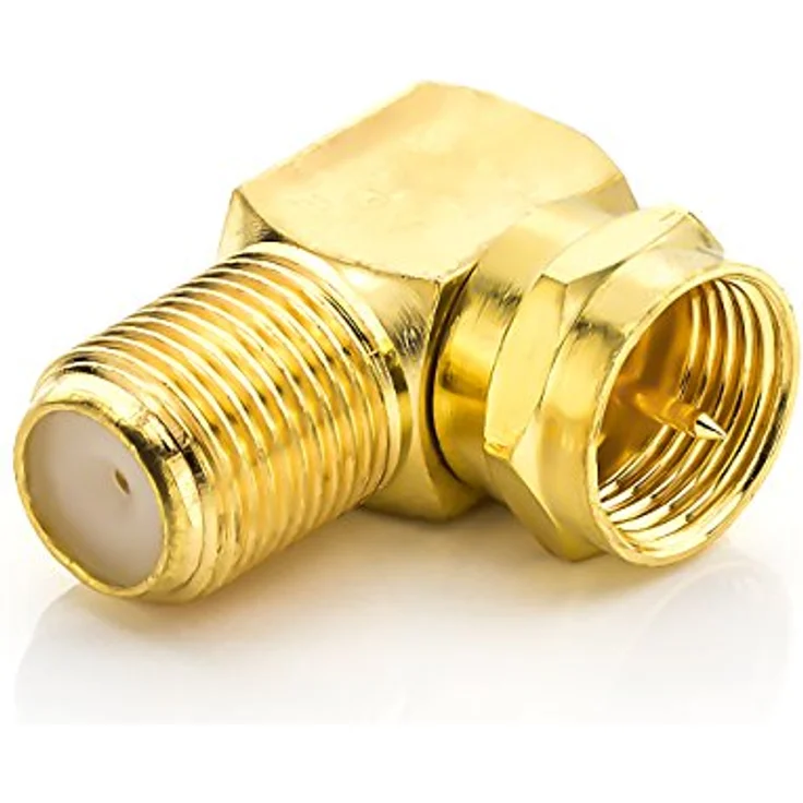 deleyCON 2 Stück Sat-Winkel-Adapter Set 90° Grad, vergoldet, F-Stecker auf F-Kupplung, ideal für begrenzte Platzverhältnisse – Bild 3