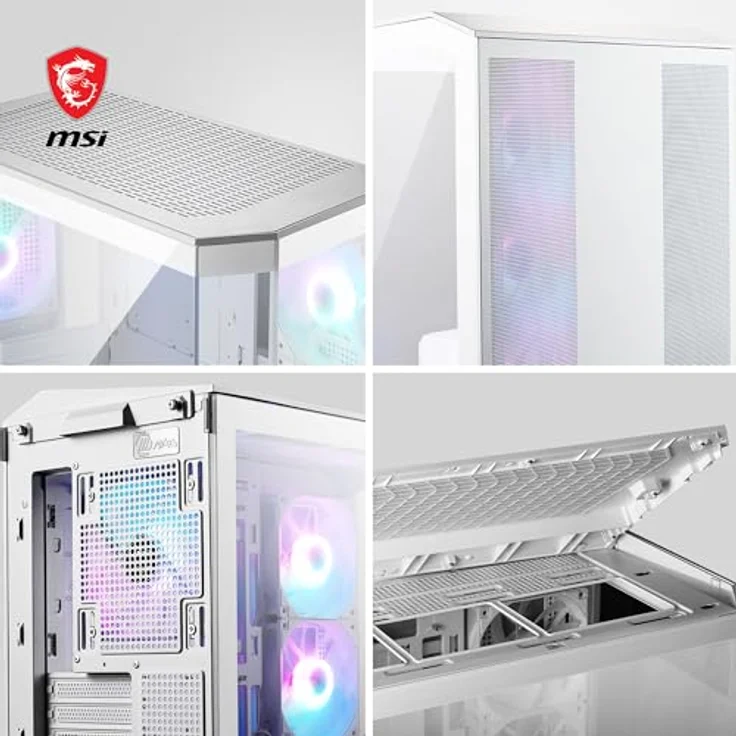MSI Mag Pano M100R PZ (mATX, ITX), PC Gehäuse, Weiss mit 270-Grad-Panorama-Display und Reverse-Blade-Lüfter – Bild 6
