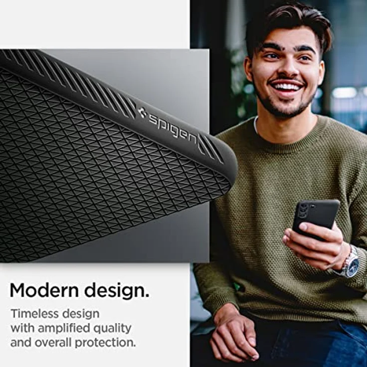 Spigen Liquid Air Hülle Kompatibel mit Samsung Galaxy S22 -Schwarz Gemustertes TPU, Eckschutz, Air Cushion Technologie – Bild 5