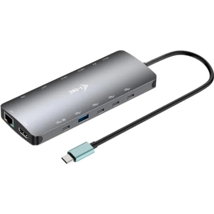 iTEC USB-C Metal Nano Dock 2x HDMI 1x Video GLAN Audio/Mic 1xSD/microSD, Vielseitige Dockingstation mit 140 Watt Ladeleistung, Robuste Metallkonstruktion – Bild 2