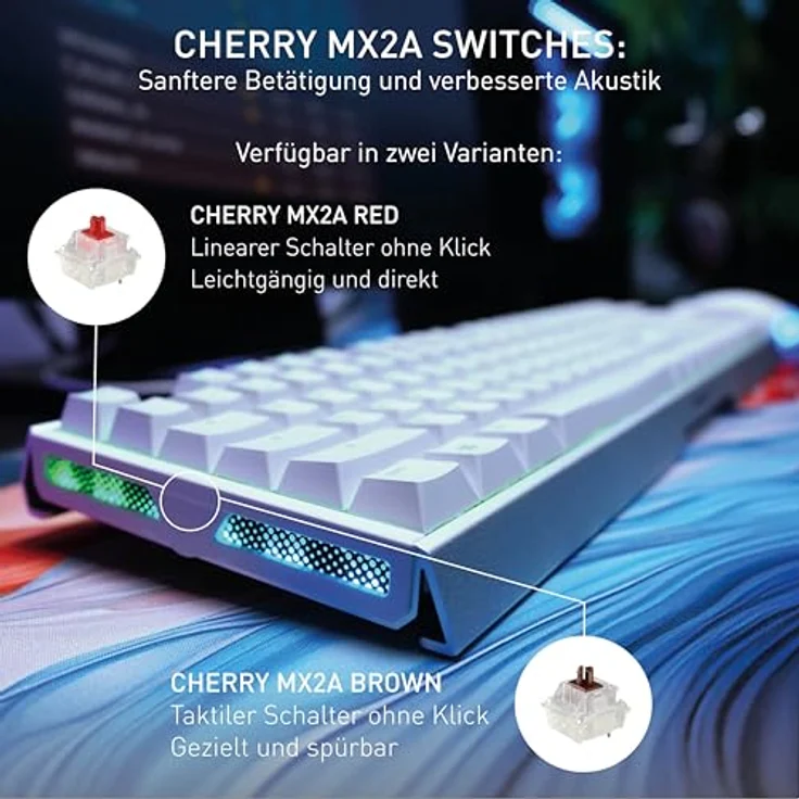 CHERRY XTRFY TAS MX 3.1 RGB Corded (DE) MX2A Brown w (DE, Kabelgebunden) Tastatur, Weiss - Preisvergleich – Bild 3