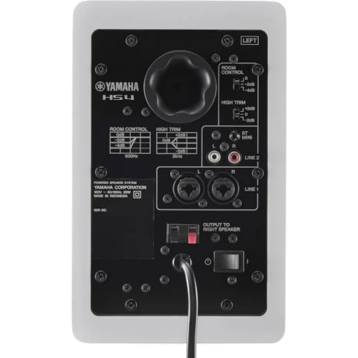Yamaha HS4 Studiomonitore, 2-Wege Aktivlautsprecher mit Bassreflex, 4.5", 52W, Flacher Frequenzgang, Raumsteuerung, Weiß, Paar für Musikproduktion und Videobearbeitung – Bild 3