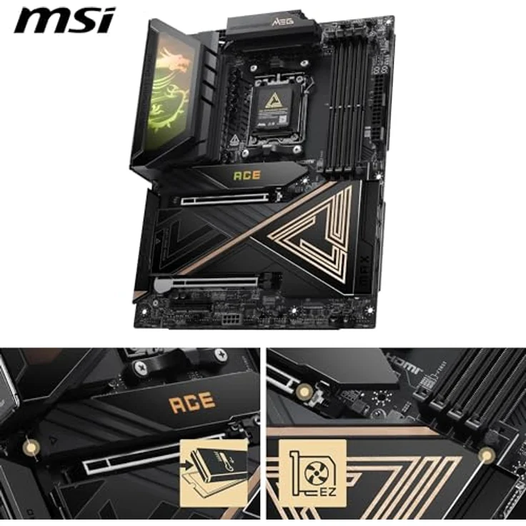 MSI MEG X870E ACE MAX Mainboard, ATX - Unterstützt AMD Ryzen 9000/8000/7000, 110A SPS VRM, DDR5 bis 9000+ MT/s OC, 5x M.2, PCIe 5.0, USB4, Wi-Fi 7 – Bild 3