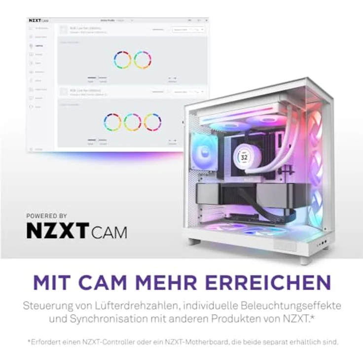 NZXT F280 RGB Core weiß Gehäuselüfter (1 x), PC Lüfter mit lebendiger RGB-Beleuchtung – Bild 9