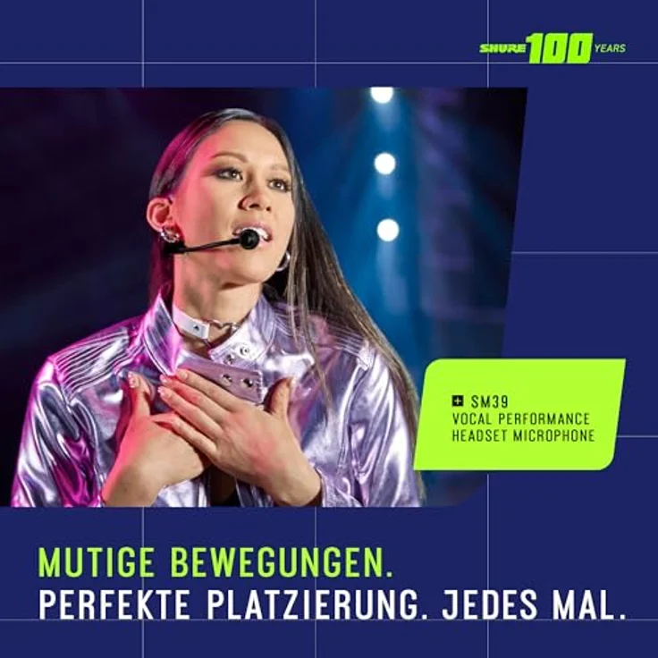 Shure SM39-TQG, Kardioid-Kopfbügelmikrofon für Sprach- und Performance-Anwendungen, TA4F-Anschluss, überlegene Klangqualität mit 20 dB Off-Axis-Unterdrückung – Bild 5