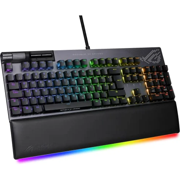ASUS ROG Strix Flare II Animate mechanische Gaming Tastatur (austauschbare ROG NX-Switches, PBT-Doubleshot-Tastenkappen, LED-Display, 8000 Hz, Aura Sync RGB-Beleuchtung, DE QWERTZ-Layout) schwarz – Bild 3