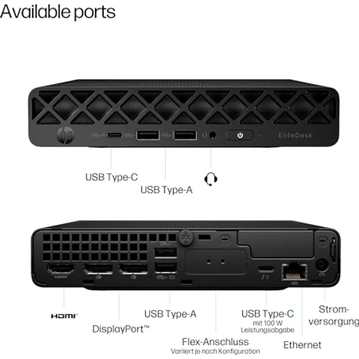 HP EliteDesk Mini 8 G1i, Desktop-PC mit Intel Core Ultra 7 265, 16 GB RAM, 512 GB SSD, Schwarz – Bild 4