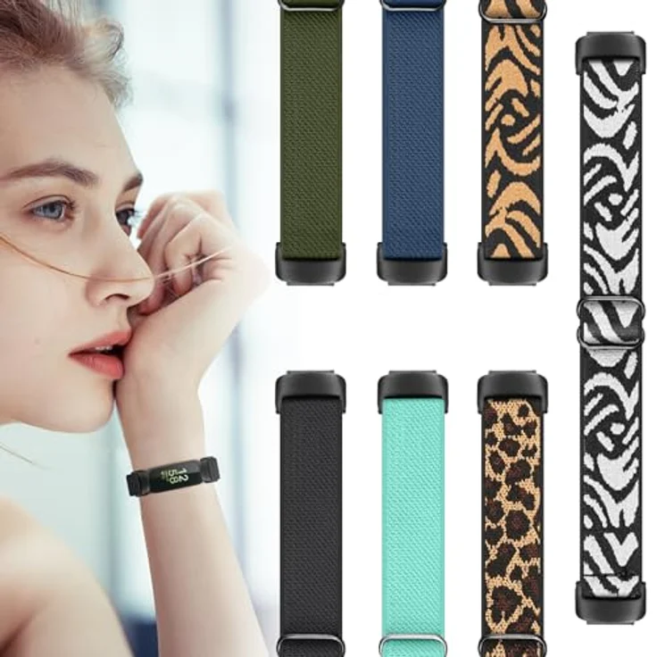 FINTIE Elastisch Armband für Fitbit Inspire 3, Verstellbares Nylon Loop Uhrenarmband, Dehnbar, Schwarz – Bild 3