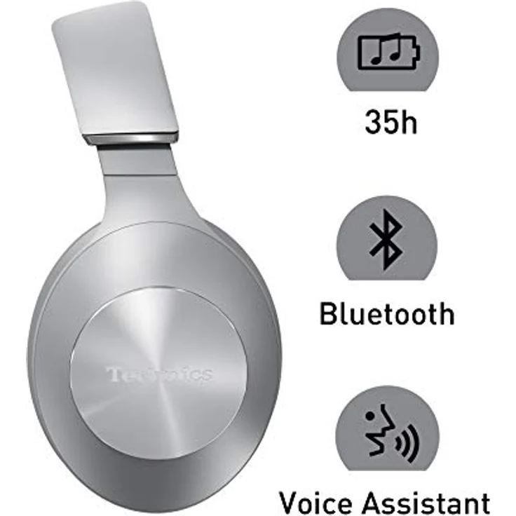 Technics EAH-F50B Premium Bluetooth Kopfhörer Over Ear (High Resolution Audio, kabellos, 35h Akku, Schnellladen) silber – Bild 4