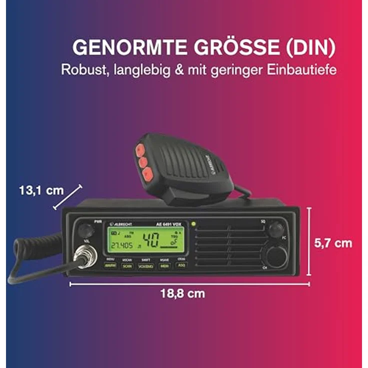 Albrecht Funkgerät AE 6491 CT mit VOX Freisprechfunktion (CB-Funk) in Schwarz – Bild 3
