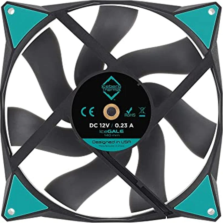 IceGALE Iceberg Thermal IceGALE 140 mm PWM Premium Gehäuselüfter, Schwarz - leiser Betrieb, hoher Luftstrom von 96 CFM, Anti-Vibrations-Pads – Bild 3