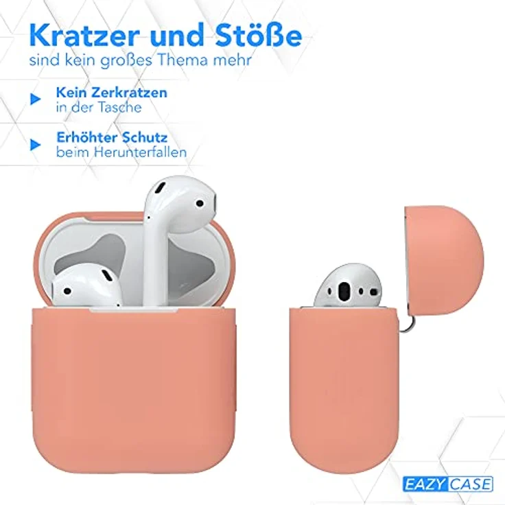 EAZY CASE - Schutzhülle für AirPods 1 & 2 Hülle Rosa Silikon Case Stoßfest mit Deckel Schutz Antikratz Etui Cover rutschfeste Silikonhülle für Airpod Pro 1. / 2. Generation Silikoncase in Altrosa – Bild 4